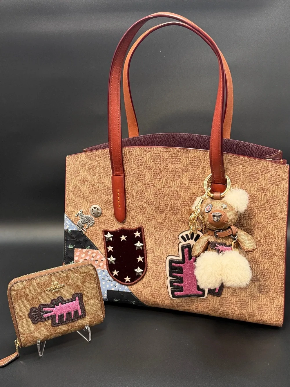 Coach x Keith Haring Charlie Carryall in Signature Patchwork